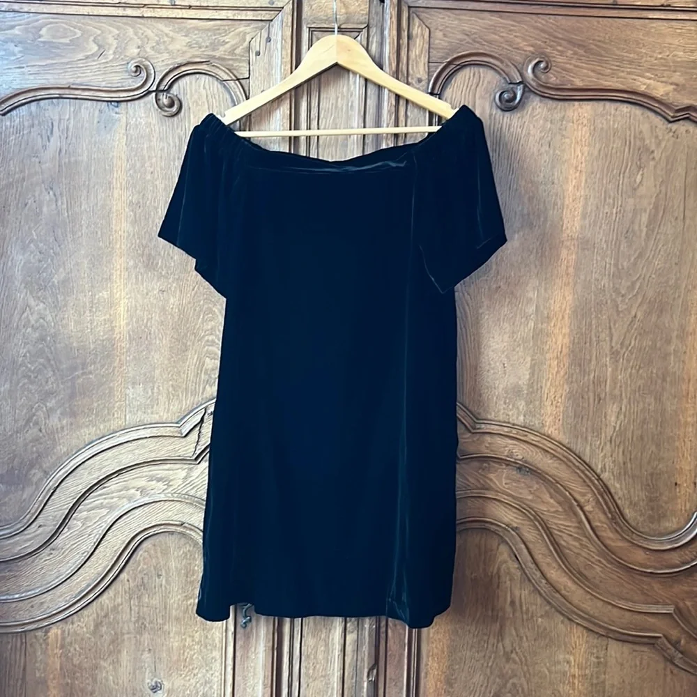 NEW LOFT Velvet black off the shoulder dress